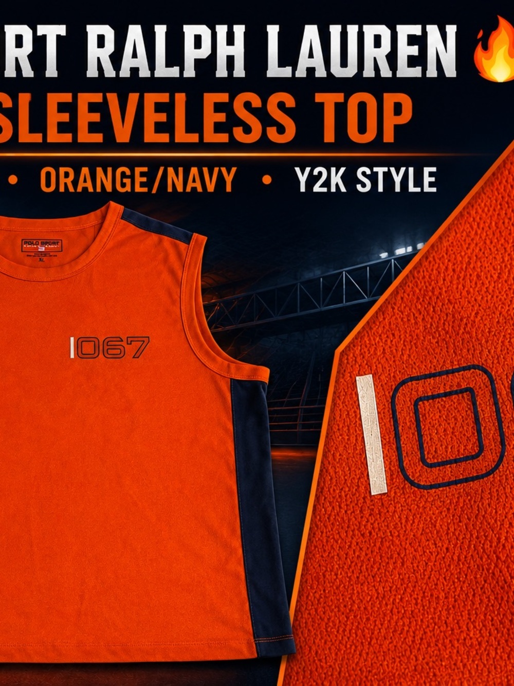Ralph Lauren Orange & Navy Sleeveless Tank